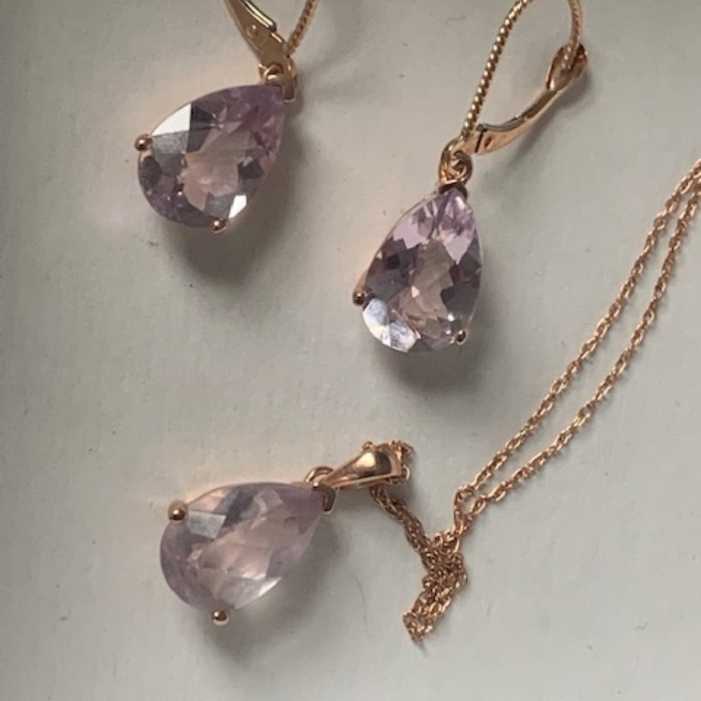 Zales Brand New Rose Gold Necklace & Earrings